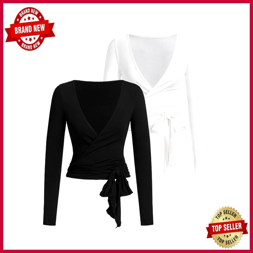 Viscose Long Sleeve Wrap Top for Pilates Yoga Ballet Workout